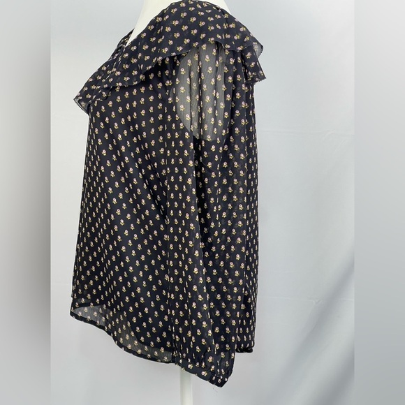 LOFT floral print navy blouse. Women’s small - Picture 9 of 12